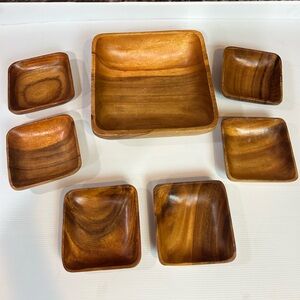 VTG Carabao Acacia Wood Monkey Pod 7-Pc Salad Bowl Set